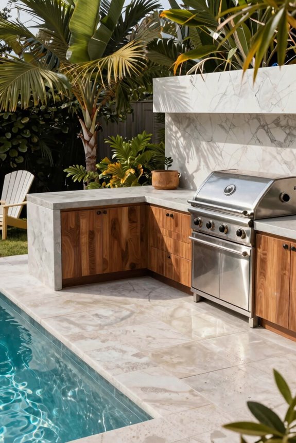 10 Pool Outdoor Kitchen Ideas to Transform Your Backyard 4 moisture resistant poolside kitchen materials