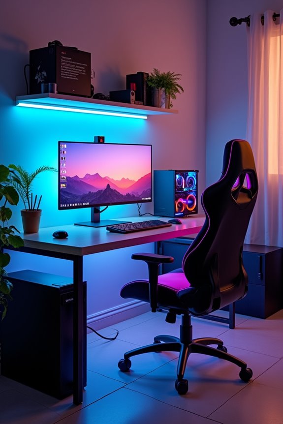 monitor height and cable management setup