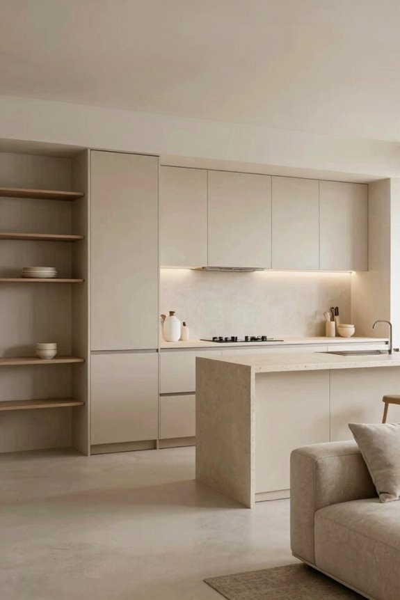 neutral tones handleless cabinets calm openness