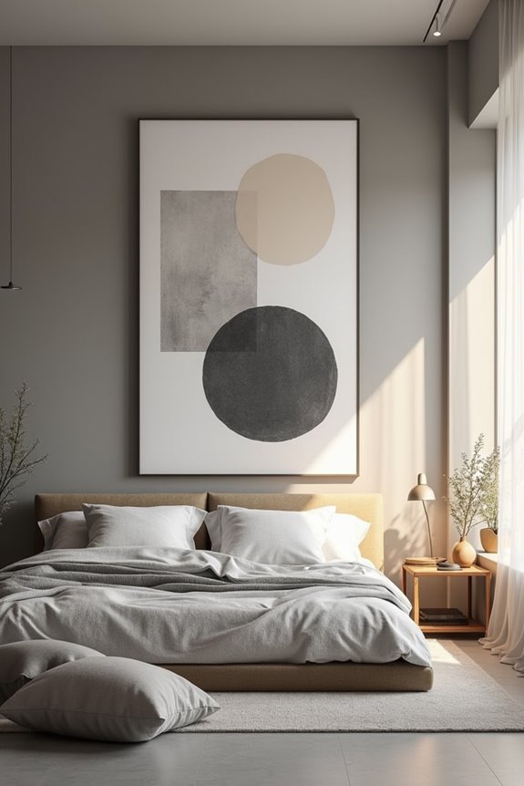 Wall Poster Ideas to Transform Your Bedroom 1 one bold poster anchors bedroom