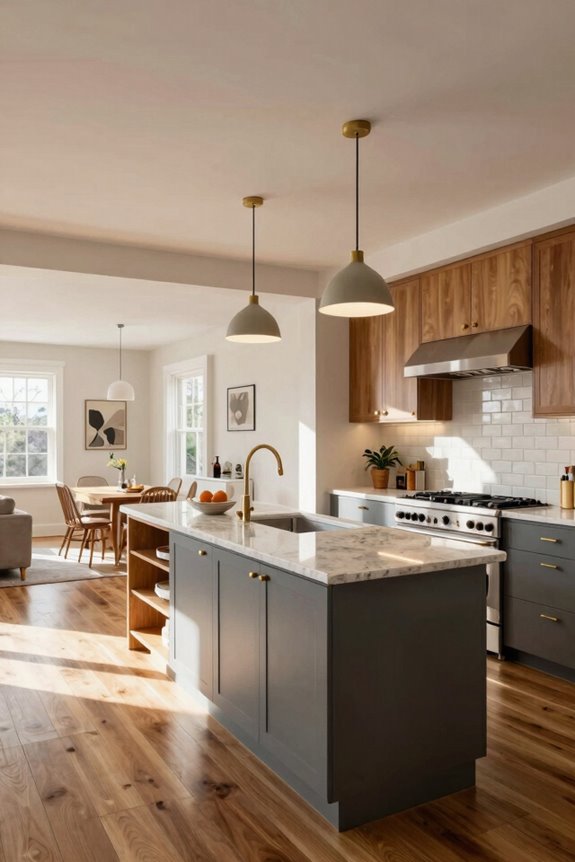 open concept kitchen flow with island