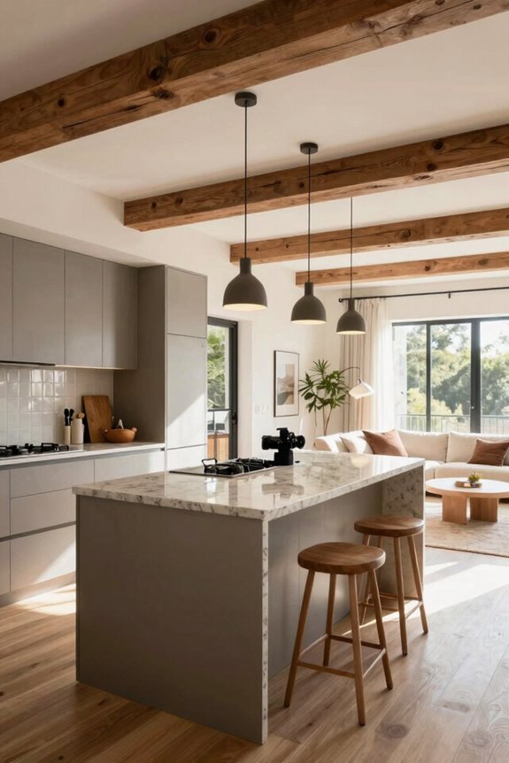 open walls unify kitchen living spaces