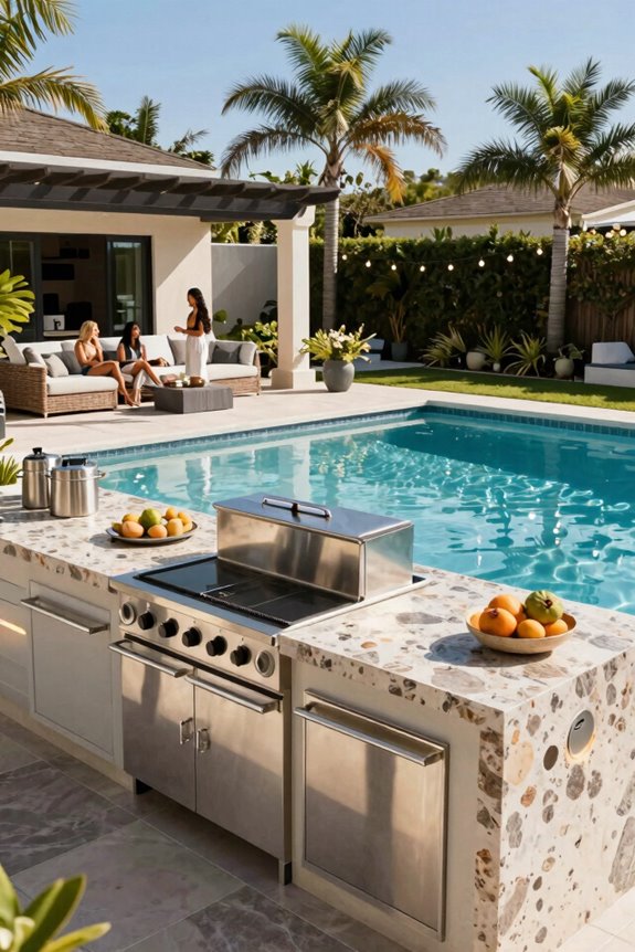 10 Pool Outdoor Kitchen Ideas to Transform Your Backyard 9 outdoor entertaining poolside visible supervision