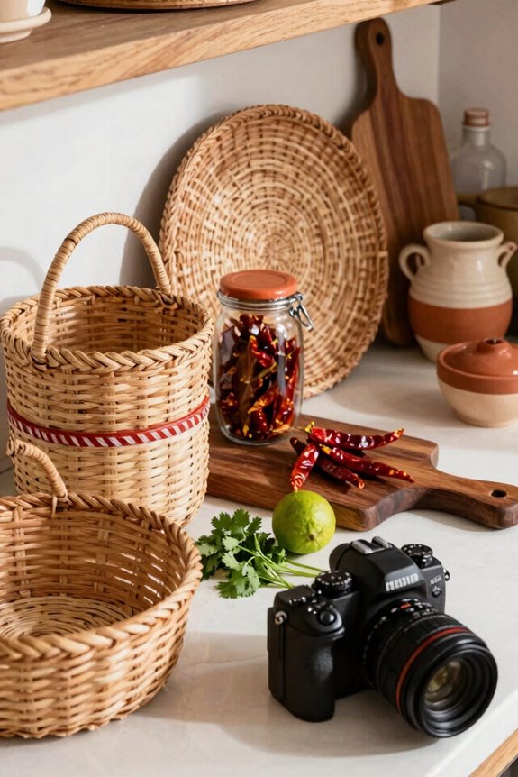 10 Mexican Kitchen Ideas to Transform Your Space 6 oversized woven baskets organize textures