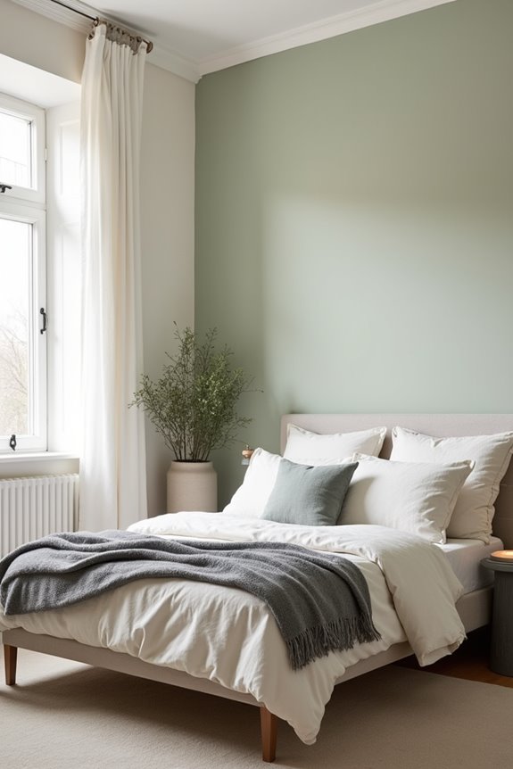 pair warm whites with green neutrals
