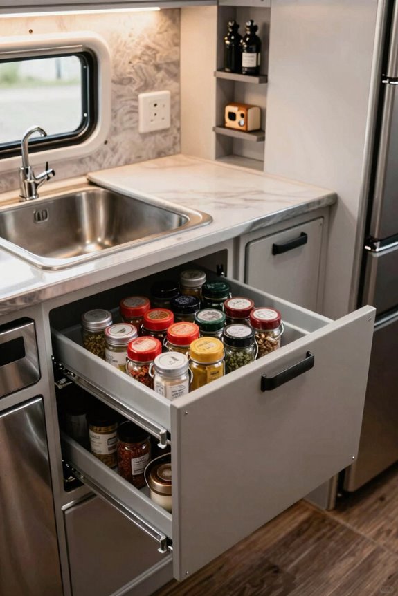 5 Smart RV Kitchen Ideas to Maximize Your Mobile Space 2 pull out drawers for rv kitchens