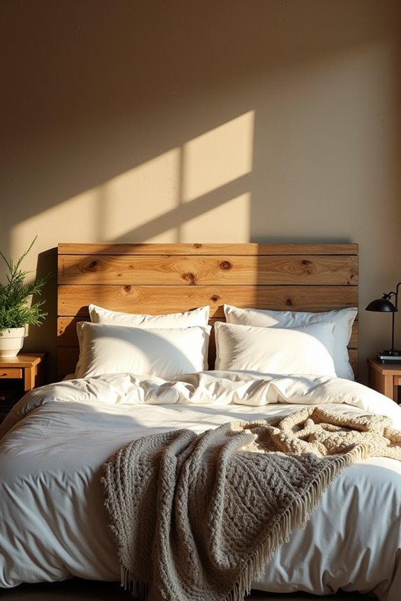 reclaimed wood headboard anchors rustic bedroom