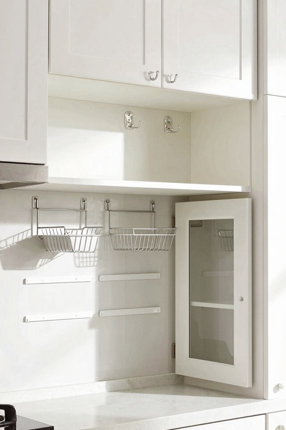 7 Kitchen Storage Ideas to Maximize Your Space 2 self adhesive cupboard hook storage