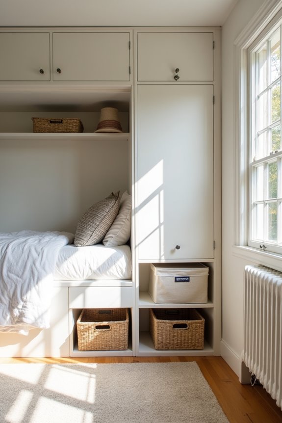 10 Tiny Bedroom Ideas to Maximize Your Small Space 9 smart neutral basket storage solution
