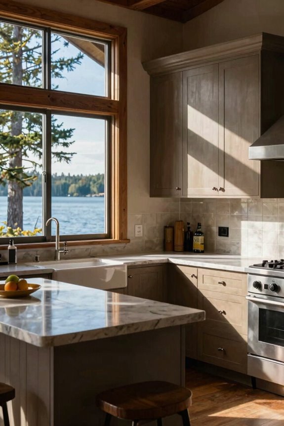 soft blues and greens complement views