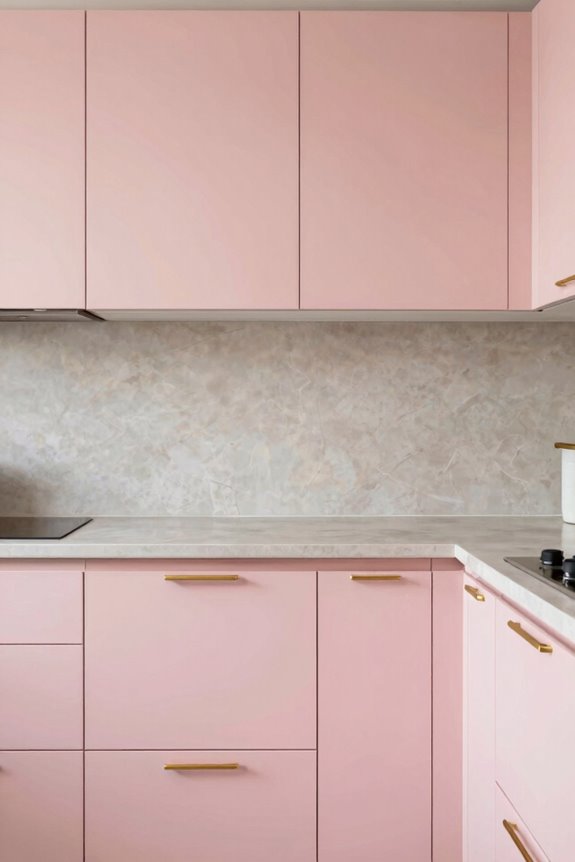 5 Modern Pink Kitchen Ideas 1 soft pink cabinets neutral palette brass accents