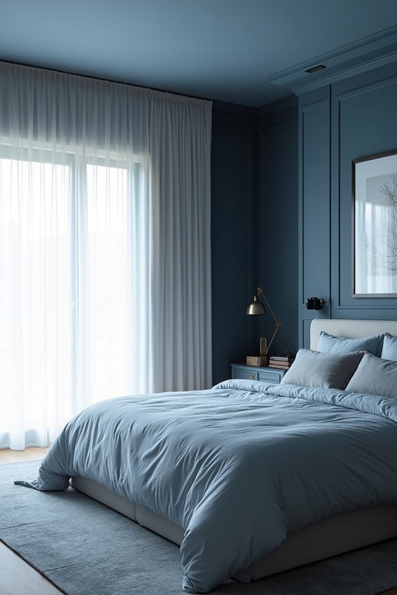 steel blue ceiling anchors serene palette