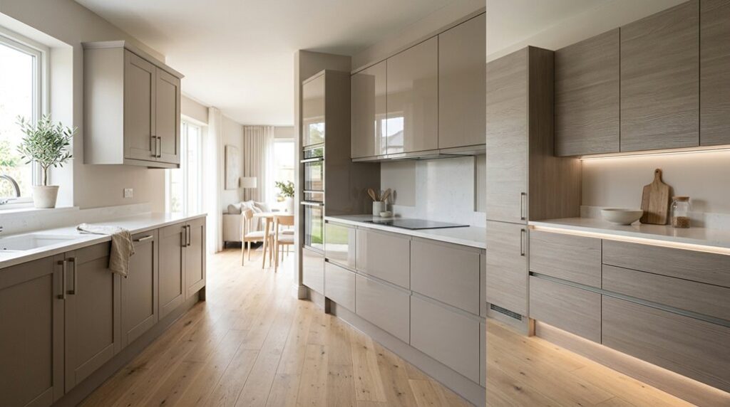 taupe kitchen cabinet styles