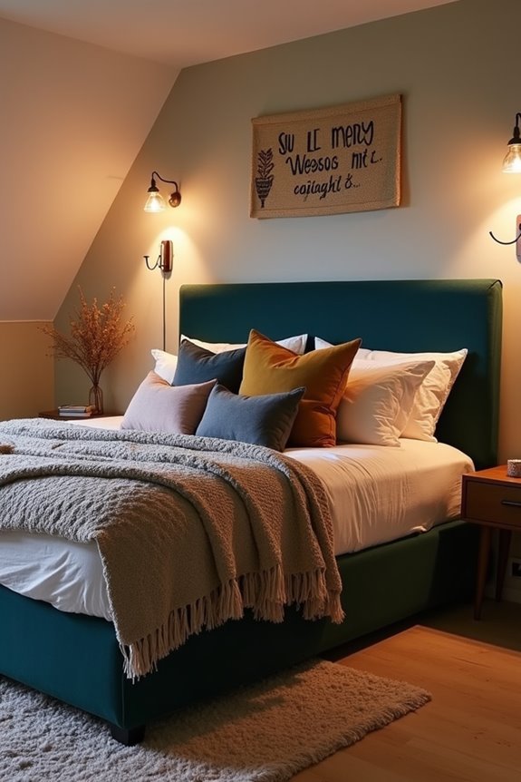 textiles layer warm lighting cozy basement