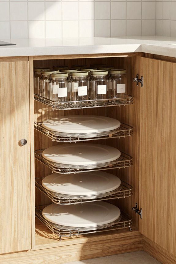 7 Kitchen Storage Ideas to Maximize Your Space 4 tiered turntable pantry organization
