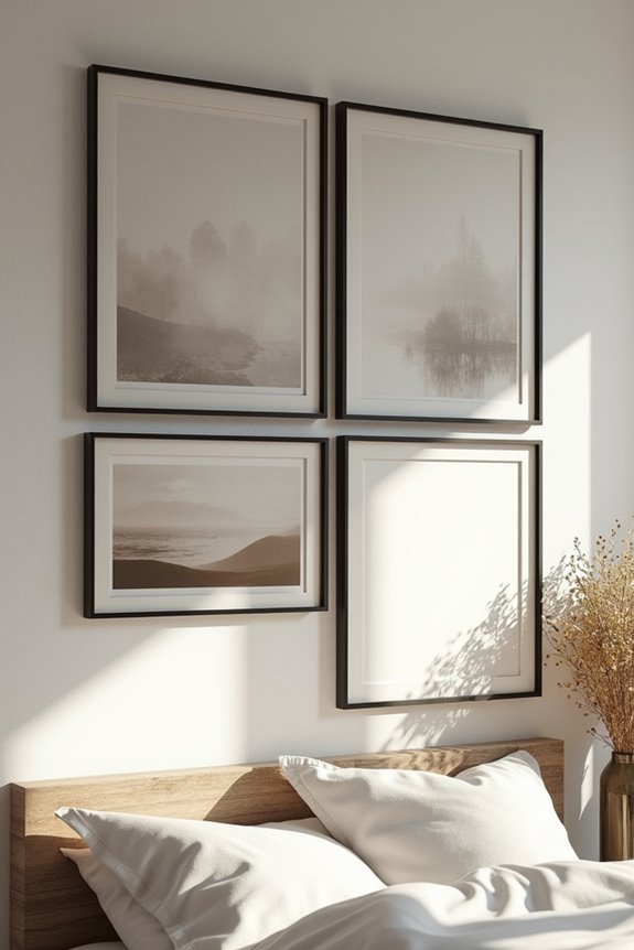 Wall Poster Ideas to Transform Your Bedroom 6 vary frames create cohesive depth