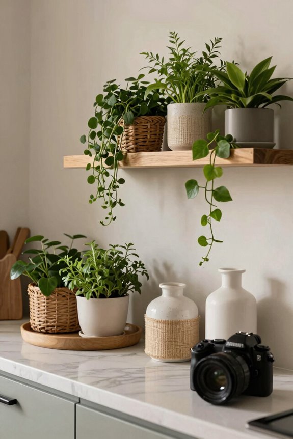 5 Kitchen Counter Decor Ideas to Transform Your Space 4 varying height plants texture