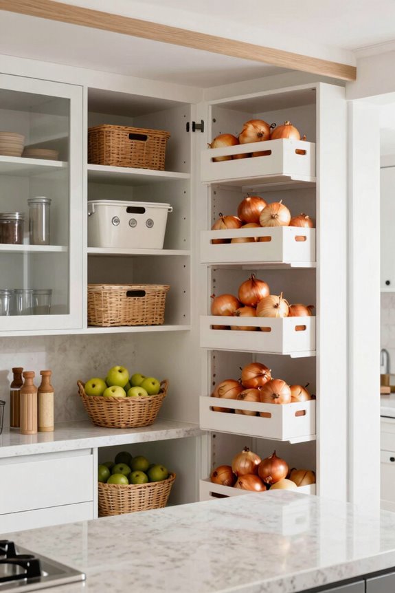 7 Kitchen Storage Ideas to Maximize Your Space 5 vertical produce storage with stacking baskets