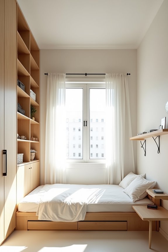 5 Ideas to Make Your Small Bedroom Feel Bigger 1 vertical storage creates airy space saving bedroom