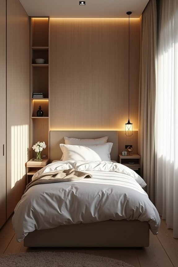 7 Single Bedroom Ideas to Maximize Your Space 4 wall mounted lighting with shelf storage