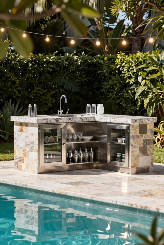 10 Pool Outdoor Kitchen Ideas to Transform Your Backyard 7 wet bar between kitchen and lounge