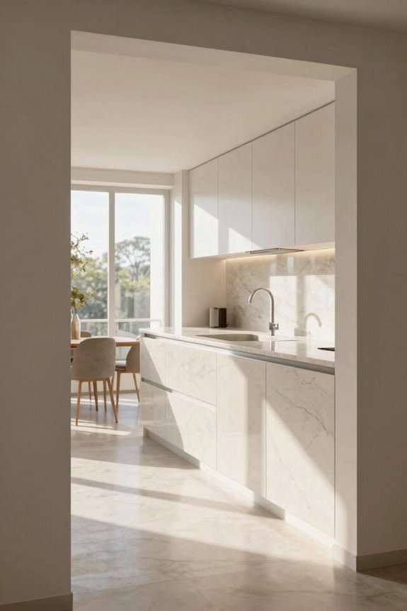 white stone countertops brighten space